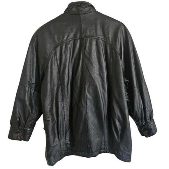 Vintage Pelle Women's Black Leather Button-down Jacket Size M - Picture 2 of 10